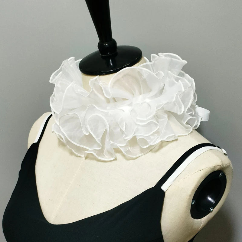 Elegant Ruffled Lace Clown Neck Collar Accessory