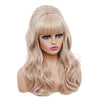 Long wavy blonde wig with a big bouffant beehive style