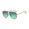 Retro large frame green fashion sunglasses with gold-toned arms