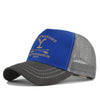 A royal blue and gray adjustable baseball cap featuring a yellow Y logo and the text Dutton Ranch Montana