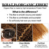 A comparison chart showing the differences between Organic Fiber, Double Weft, Clean Middle, and Full End hair extensions.