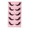 A pink plastic tray holding multiple pairs of premium false cat eye strip eyelashes