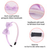 Purple handmade 3 inch small hairbows with teeth and a black tie for headbands