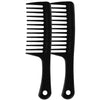A black 4-in-1 wide tooth detangling hair comb set with multiple teeth.