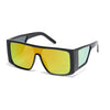 Oversized gradient square sunglasses with black frames and yellow-green lenses