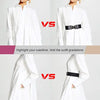 Comparison of a white shirt styled with a vintage leather elastic belt and outfit gradations