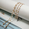 Cordones para gafas de perlas y cuentas elegantes con cadenas doradas y charms de plástico transparente