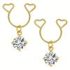 Gold heart dangle non-piercing nipple rings with cubic zirconia stones