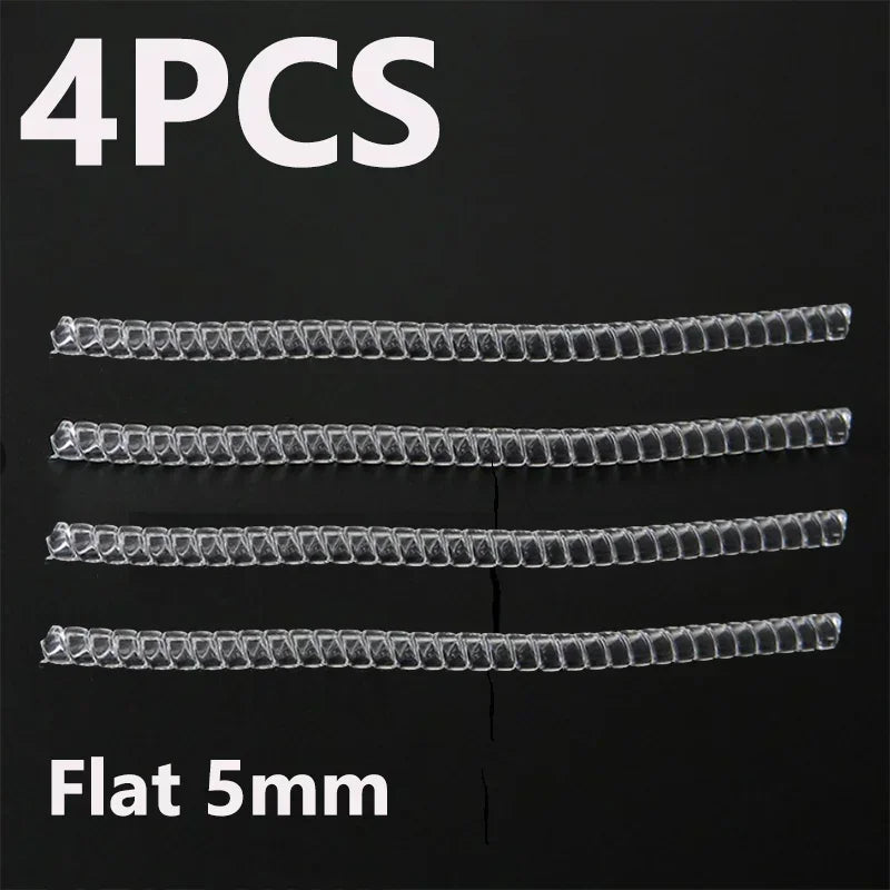 Four flat 5mm invisible ring size adjusters shown individually on a black background.