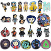 Collection de pins et épingles représentant des personnages de films d'horreur animés.