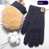 Gants d'hiver en tricot marine avec doublure en fausse fourrure beige et rembourrage en coton