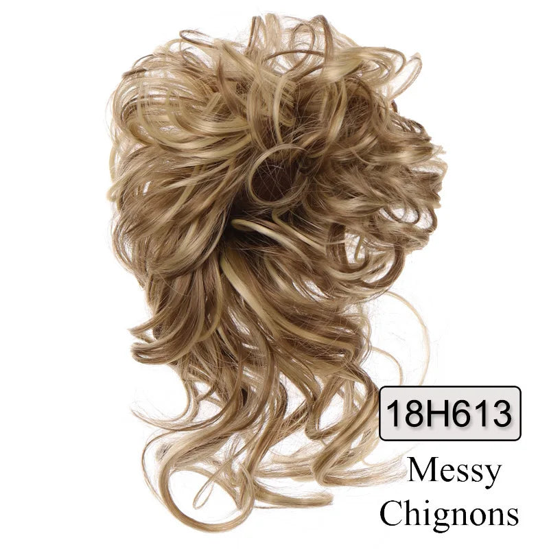 A bundle of light brown messy chignons synthetic hairpiece for women