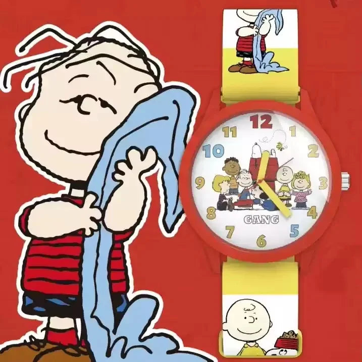 Cartoon-Figur mit blauem Tuch und Uhr, eine Blindbox-Sammlung.