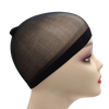 A close-up of a black stretch mesh wig net cap being worn on a mannequin head.