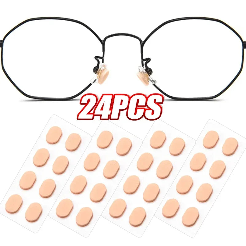 Paquete de 24 almohadillas nasales anti-resbalantes reutilizables para gafas.