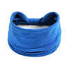 A bright blue boho knot headwrap hair band for women