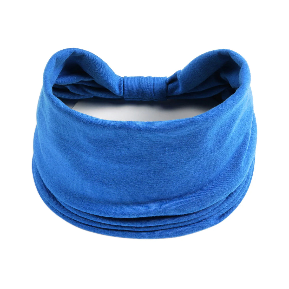 A bright blue boho knot headwrap hair band for women