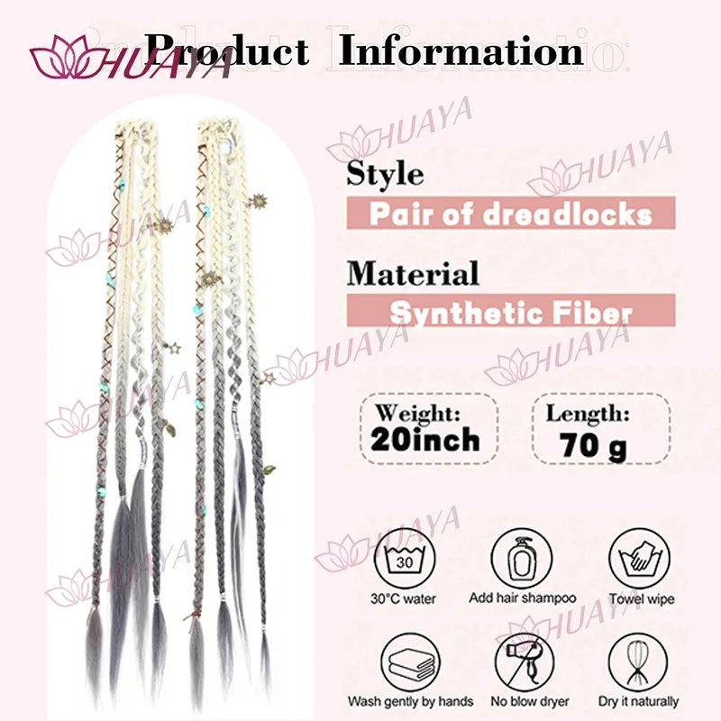 Pair of dark hair dreadlocks with beads shown for sale