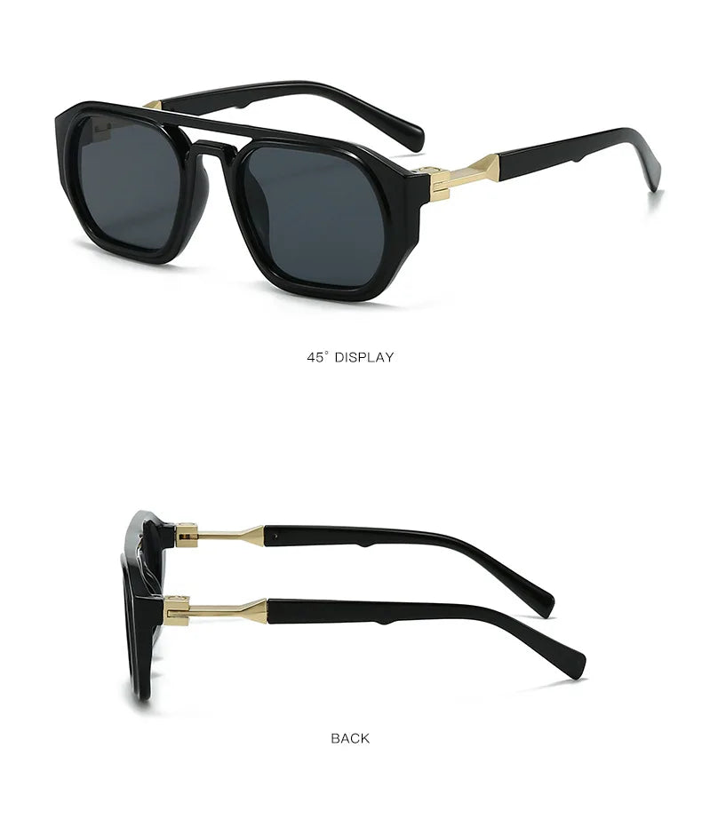 Gafas para computadora negras cuadradas anti-luz azul, vistas frontal y posterior