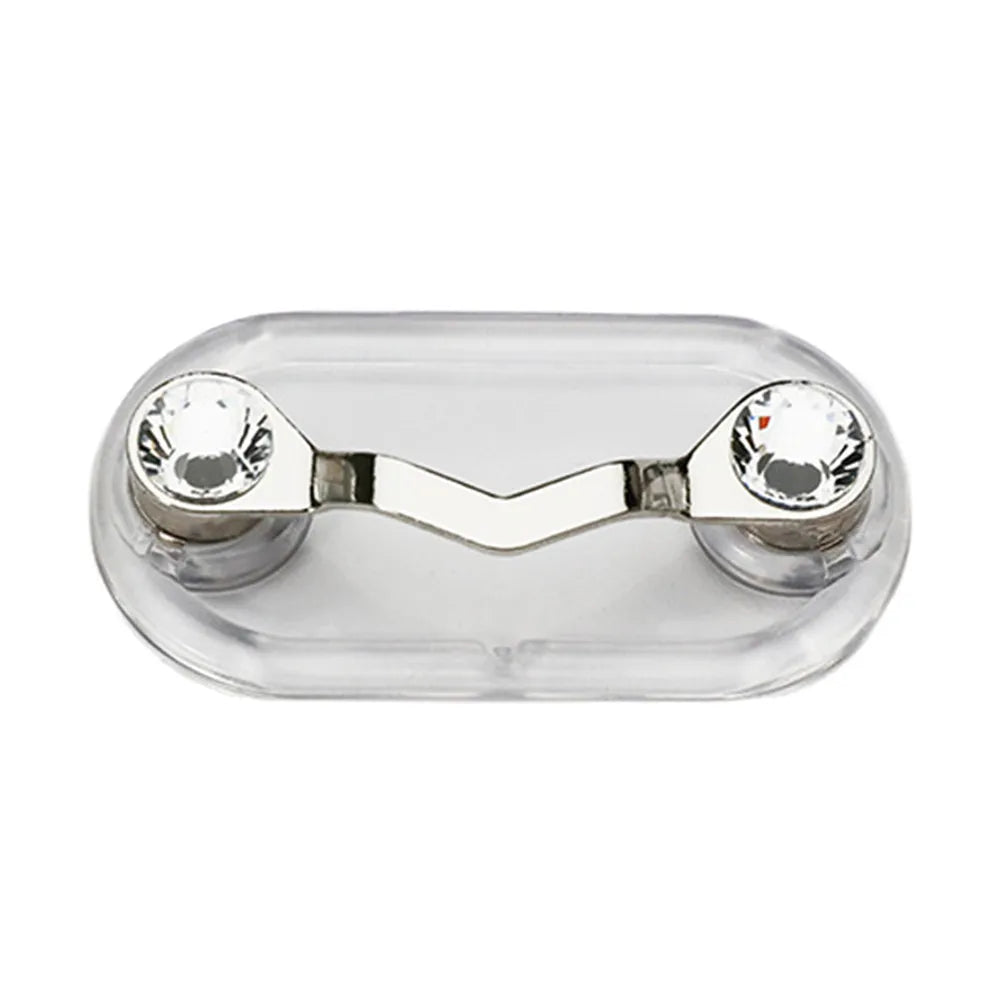 Clear plastic magnetic clip for holding eyeglasses