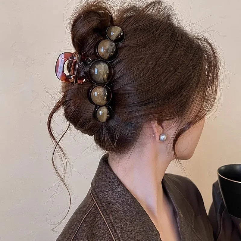Retro Gradient Beaded Hair Claw Clip