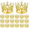A set of gold and silver mini crown cake toppers for parties
