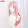 A long pink ombre cosplay wig displayed on a white mannequin.
