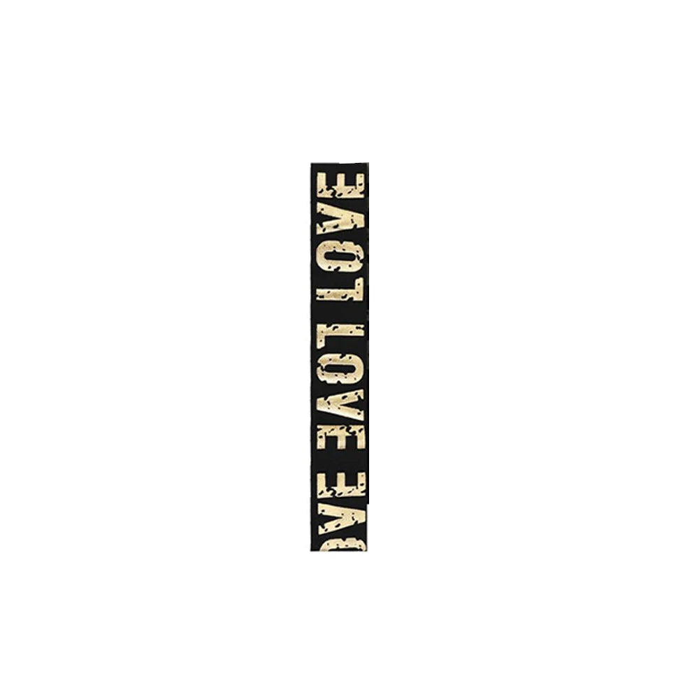 A vertical black sign with the text LOVE YOU.