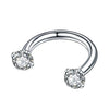 Silver stainless steel crystal hoop earring with a clear stone detail.