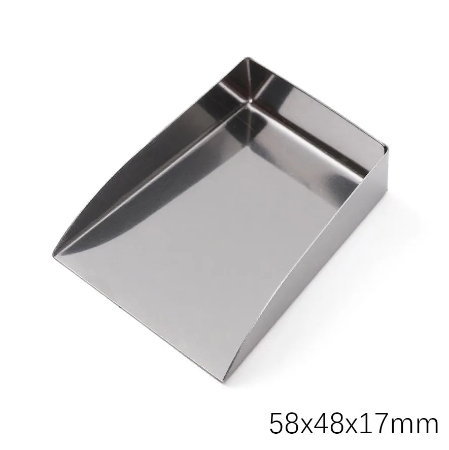 A silver stainless steel bead shove tool with dimensions 58x48x17mm.