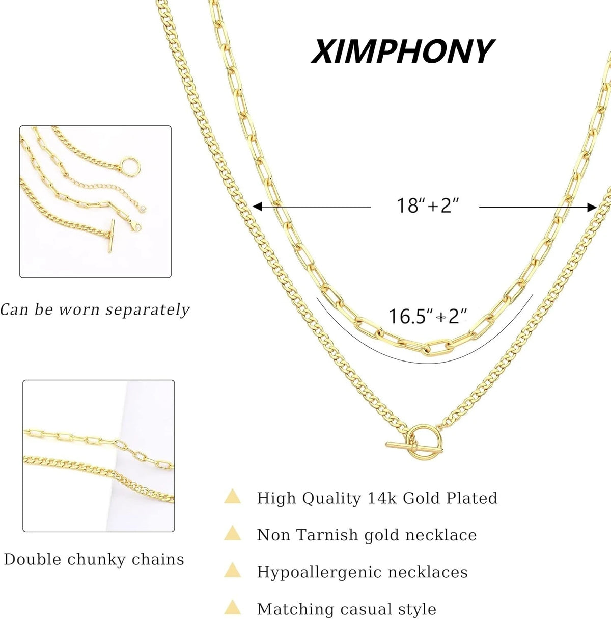 A gold layered Cuban link necklace for women shown against a white background.