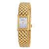 Montre en quartz dorée pour femme avec bracelet doré et cadran blanc.