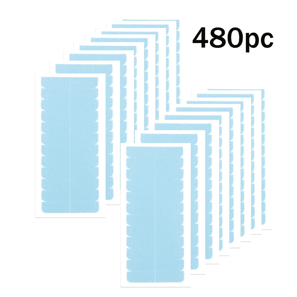 A stack of 480 pieces of strong double-sided hair extension adhesive tape.
