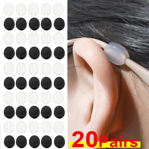 20 pairs of invisible silicone ear hooks designed to secure glasses.