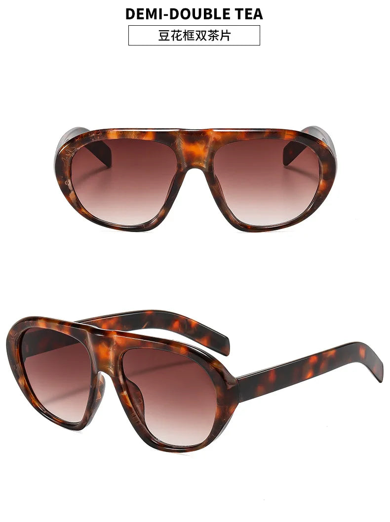 Brown gradient leopard print sunglasses with tortoiseshell frames