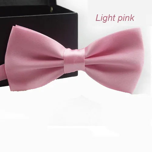 Nœud papillon en satin rose clair pour garçons et filles