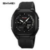 A black digital sports watch with a dark face and black strap, featuring a countdown display.