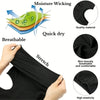 A black balaclava set demonstrating moisture wicking, quick dry properties, stretch, and high elasticity.