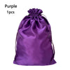 Purple satin drawstring storage bag for hair tools