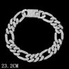 A close-up of a silver crystal Cuban link bracelet for women.