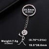Silver keychain featuring a stickman making the middle finger gesture with dimensions 19.5x38.6mm