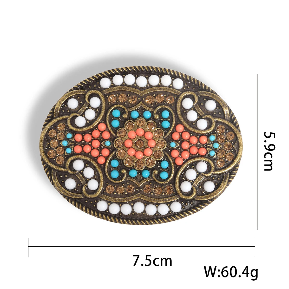 Bohemian türkisbeäderter Retro-Gürtelverschluss mit kunstvoller Goldmetallarbeit und farbenfrohen Perlen