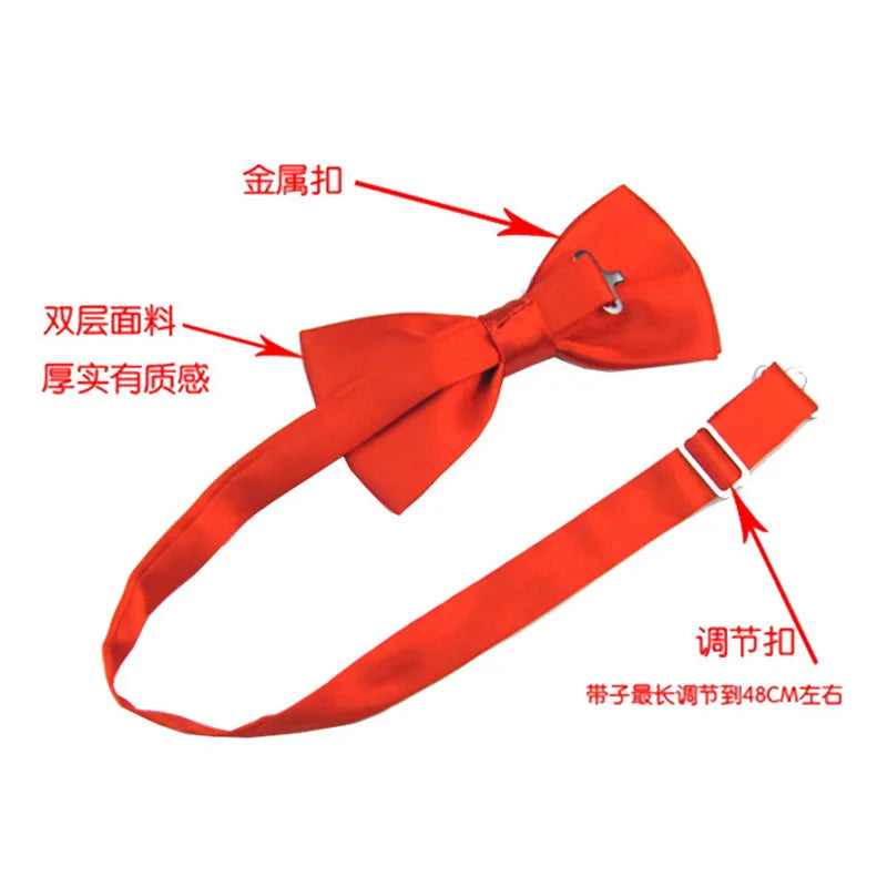 Nœud papillon orange vif classique pour garçons et filles, avec longueur ajustable