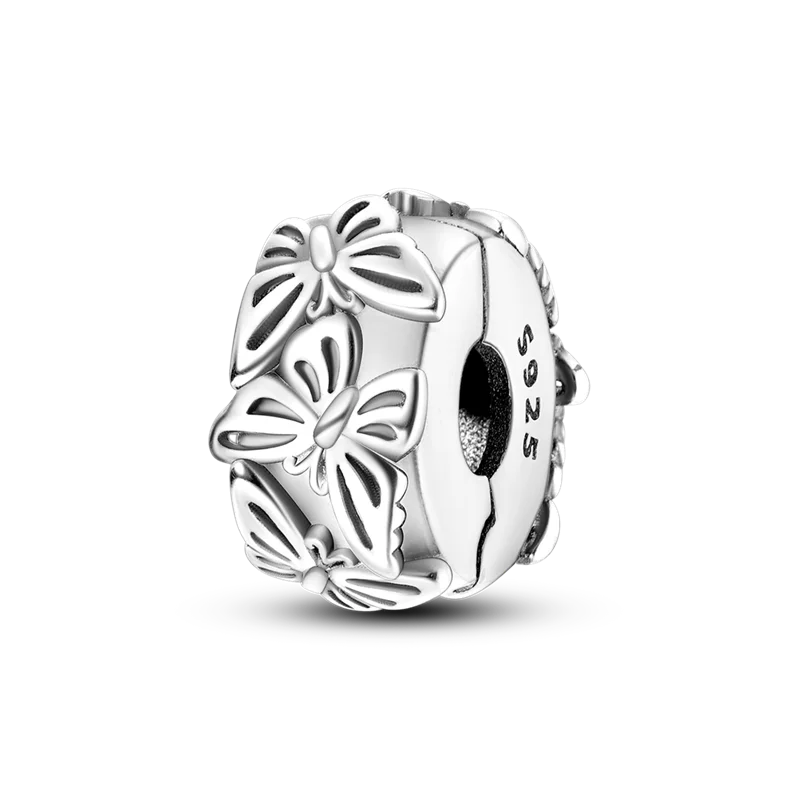 Sterling silver devil's eye charm bracelet featuring a floral design.
