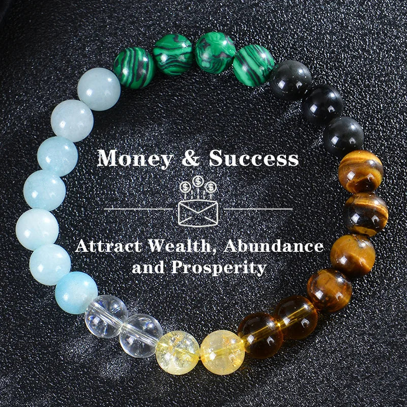 Tiger eye crystal bracelet featuring green and brown stones for money success wealth abundance and prosperity