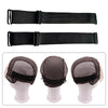 Diadema de cabello elástico negro ajustable para pelucas, mostrada en tres estilos y una capucha
