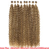 Bundle of long curly hair extensions in a light brown color