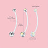 A set of elegant belly button rings featuring silver-toned posts and sparkling gemstone beads.