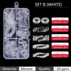 Set B white silicone ear grip hooks for glasses and sunglasses including various sizes