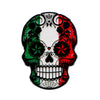 Mexican skull enamel pin brooch featuring a skull design with the colors of the Mexican flag.